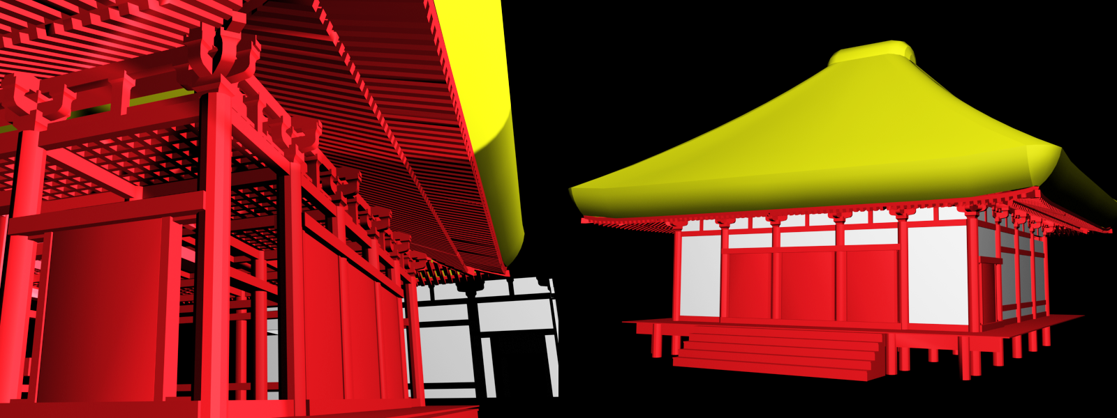 Figure 2: Golden Hall at Enichiji (L) detailed view; (R) normal view.