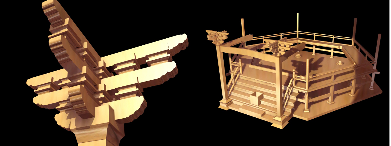Sazaed Pagoda base and details of canopy support